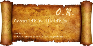 Oroszlán Miklós névjegykártya